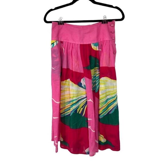 Vintage Valditevere Made In Italy Hot Pink Tropical Floral Print 100% Cotton Ski - Picture 1 of 7